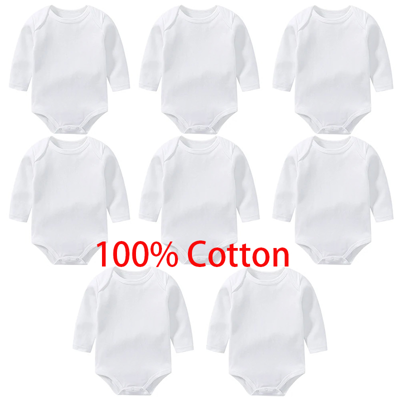 Baby Clothing Brand - 3/8PCS/LOT Long Sleeved Baby Bodysuits 100%
