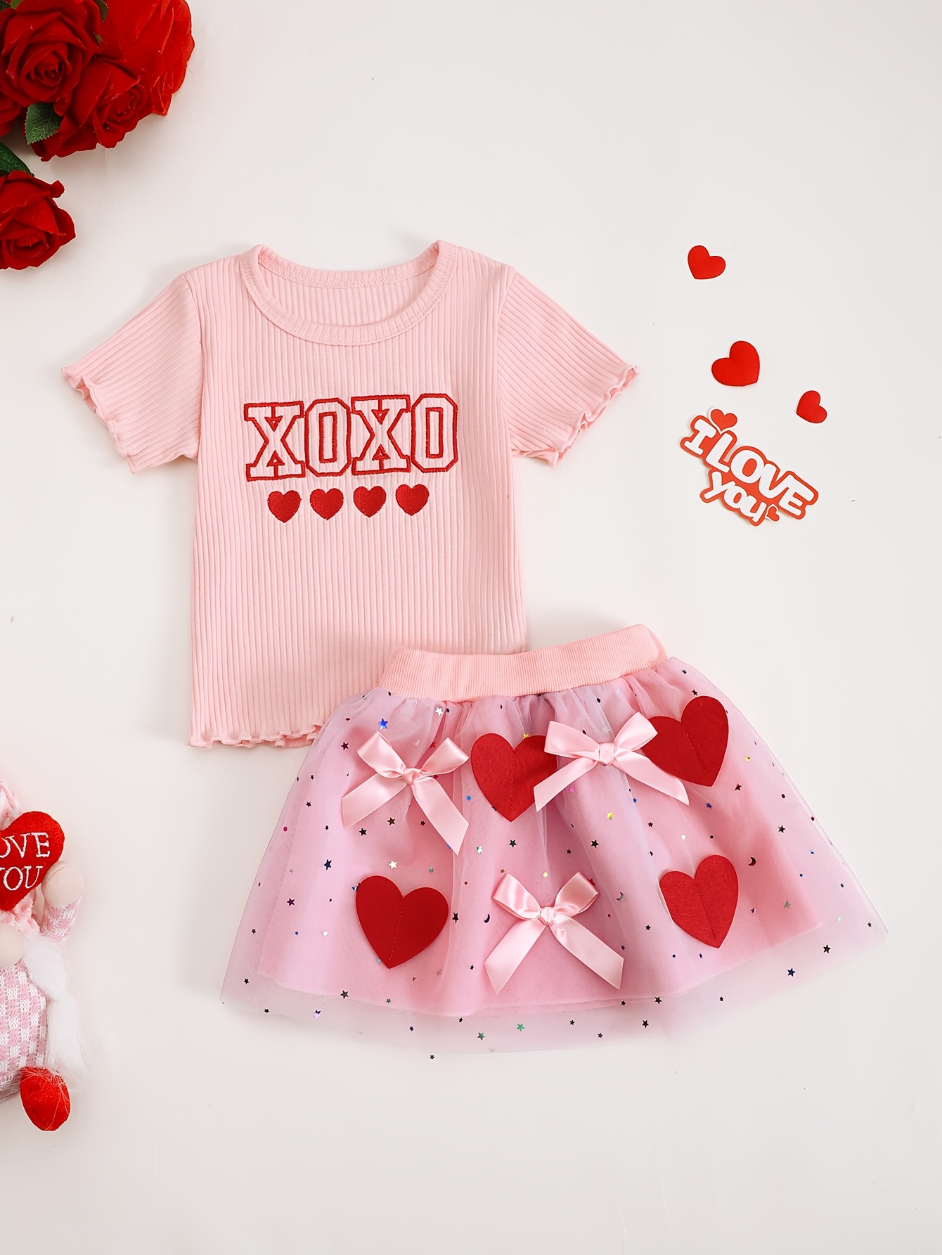 Xoxo Baby Clothing - Baby Girl Summer XOXO Letter Embroidered