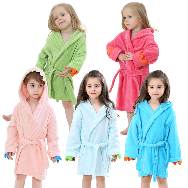 Baby Clothing Factory Shop - Children's Bathrobe Hooded Dragon Paw Design