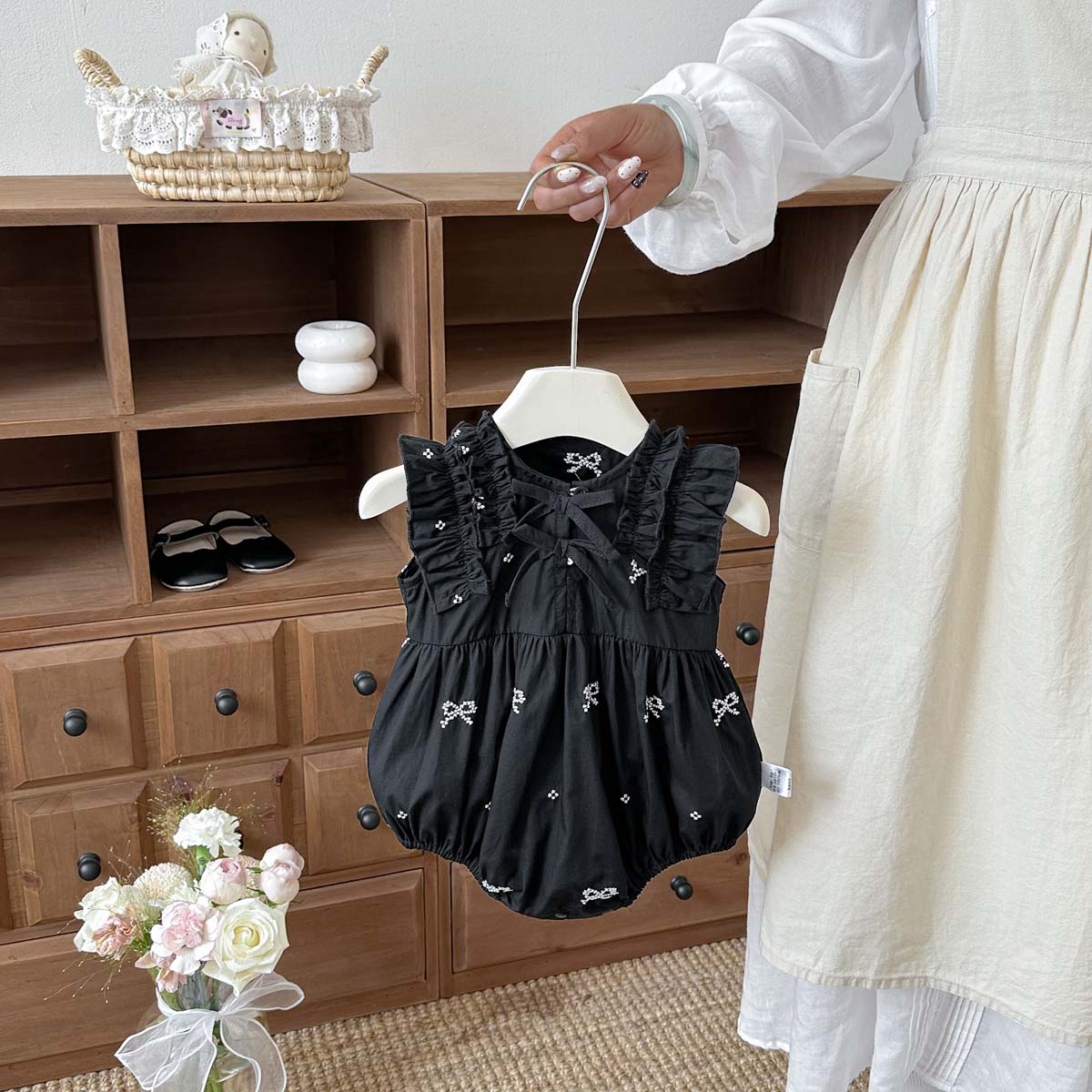 Baby Girl Black Bow Print Romp - Baby Clothing Online review and price